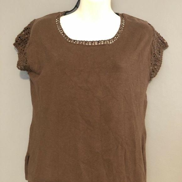 LUCIANO DANTE Cap Hand Knit Sleeve Brown Top XL - Picture 6 of 6
